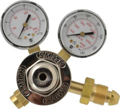 Miller-Smith - 580 CGA Inlet Connection, Female Fitting, 150 Max psi, Argon & Nitrogen Welding Regulator - 5/8-18 RH Internal Thread, Right Hand Rotation - Exact Tooling