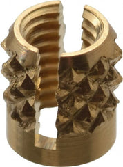 E-Z LOK - M3x0.50 Metric Coarse Brass Flush Press Fit Threaded Insert for Plastic - 3/16" OAL, 0.166" Insert Diam, 5/32" Hole Diam, 5/32" Drill - Exact Tooling