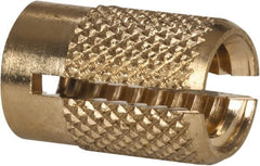 E-Z LOK - 1/4-20 UNC Brass Flush Press Fit Threaded Insert for Plastic - 1/2" OAL, 0.326" Insert Diam, 5/16" Hole Diam, 5/16" Drill - Exact Tooling