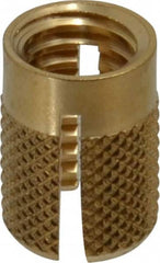 E-Z LOK - 3/8-16 UNC Brass Flush Press Fit Threaded Insert for Plastic - 5/8" OAL, 0.451" Insert Diam, 7/16" Hole Diam, 7/16" Drill - Exact Tooling