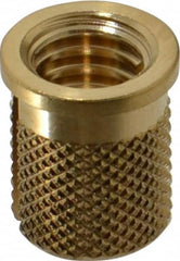 E-Z LOK - 5/16-18 UNC Brass Flanged Press Fit Threaded Insert for Plastic - 9/16" OAL, 0.389" Insert Diam, 0.357" Hole Diam, 3/8" Drill - Exact Tooling