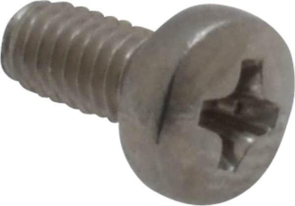 Value Collection - M2.5x0.45 Metric Coarse, 5mm Length Under Head Phillips Drive Machine Screw - Pan Head, Grade 18-8 & A2 Stainless Steel, Uncoated, Without Washer - Exact Tooling