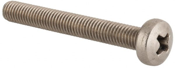 Value Collection - M5x0.80 Metric Coarse, 40mm Length Under Head Phillips Drive Machine Screw - Pan Head, Grade 18-8 & A2 Stainless Steel, Uncoated, Without Washer - Exact Tooling