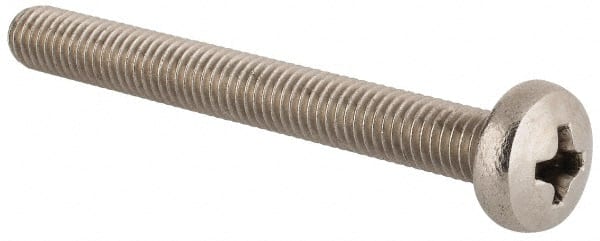 Value Collection - M5x0.80 Metric Coarse, 45mm Length Under Head Phillips Drive Machine Screw - Pan Head, Grade 18-8 & A2 Stainless Steel, Uncoated, Without Washer - Exact Tooling