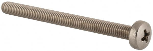 Value Collection - M5x0.80 Metric Coarse, 60mm Length Under Head Phillips Drive Machine Screw - Pan Head, Grade 18-8 & A2 Stainless Steel, Uncoated, Without Washer - Exact Tooling