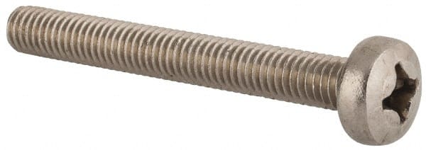 Value Collection - M6x1.00 Metric Coarse, 50mm Length Under Head Phillips Drive Machine Screw - Pan Head, Grade 18-8 & A2 Stainless Steel, Uncoated, Without Washer - Exact Tooling