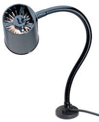 Made in USA - 18 Inch, Gooseneck, Magnetic Mounted, Incandescent, Black, General Purpose Task Light - 100 Watt, 120 Volt, Nonmagnifying - Exact Tooling