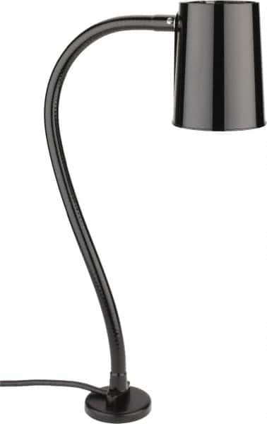 Made in USA - 24 Inch, Gooseneck, Magnetic Mounted, Incandescent, Black, General Purpose Task Light - 100 Watt, 120 Volt, Nonmagnifying - Exact Tooling