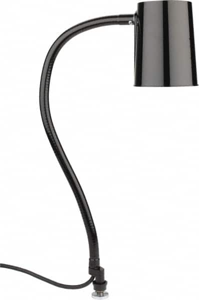 Made in USA - 24 Inch, Gooseneck, Coupler Mounted, Halogen & Incandescent, Black, General Purpose Task Light - 100 Watt, 120 Volt, Nonmagnifying - Exact Tooling