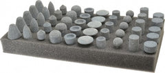 Made in USA - 50 Piece Aluminum Oxide Vitrified Mounted Stone Abrasive Point Set - Includes Shapes A4, A12, A14, A21, A32, A37, A39, A40, W206 & W218 - Exact Tooling