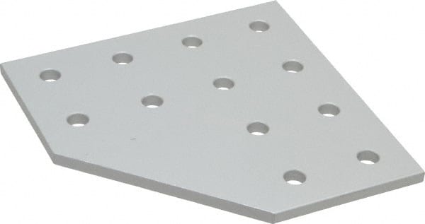 80/20 Inc. - 4" Wide, 4" High, Open Shelving 12 Hole 90° Angled Joining Plate - Aluminum, Use with Series 10 & Bolt Kit 3321 - Exact Tooling