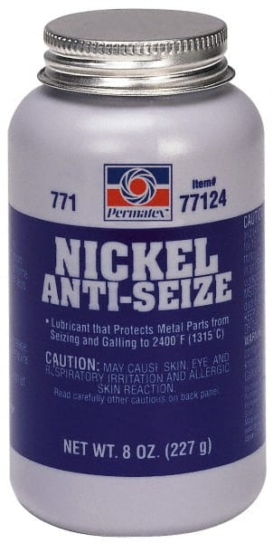 Permatex - 8 oz Bottle High Temperature Anti-Seize Lubricant - Nickel, -65 to 2,400°F, Gray, Water Resistant - Exact Tooling