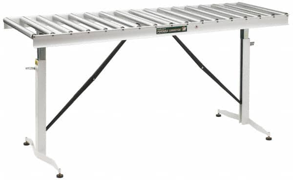HTC - 66 Inch Long x 43-1/2 Inch High Portable Folding Conveyor - 500 Lbs. Limit, with 17 and 24 Inch Wide Rollers - Exact Tooling