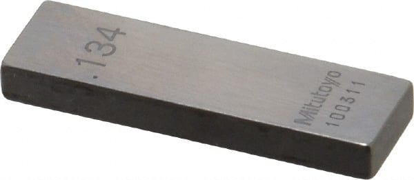 Mitutoyo - 0.134" Rectangular Steel Gage Block - Accuracy Grade 0, Includes Certificate of Inspection - Exact Tooling