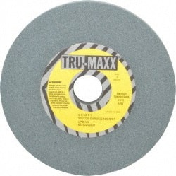 Tru-Maxx - 120 Grit Silicon Carbide Bench & Pedestal Grinding Wheel - 6" Diam x 1" Hole x 1/2" Thick, 5410 Max RPM, K Hardness, Fine Grade , Vitrified Bond - Exact Tooling