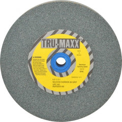 Tru-Maxx - 80 Grit Silicon Carbide Bench & Pedestal Grinding Wheel - 6" Diam x 1" Hole x 1" Thick, 5410 Max RPM, K Hardness, Medium Grade , Vitrified Bond - Exact Tooling