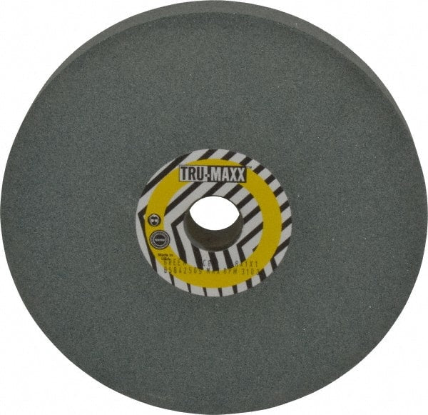Tru-Maxx - 80 Grit Silicon Carbide Bench & Pedestal Grinding Wheel - 8" Diam x 1" Hole x 1" Thick, 3600 Max RPM, K Hardness, Medium Grade , Vitrified Bond - Exact Tooling