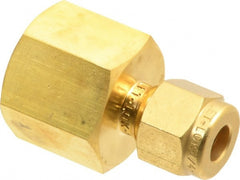 Ham-Let - 1/4" OD, Brass Female Connector - Comp x FNPT Ends - Exact Tooling