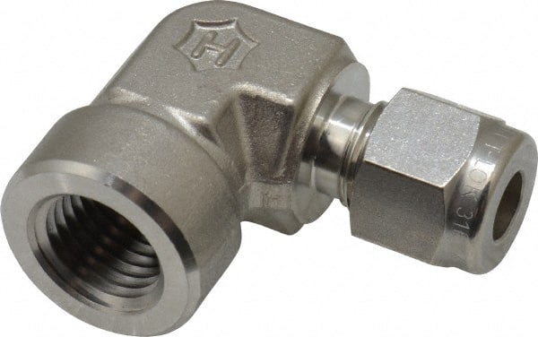Ham-Let - 1/4" OD, Grade 316Stainless Steel Female Elbow - Comp x FNPT Ends - Exact Tooling