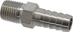 Ham-Let - 3/8 x 1/4" Grade 316 Stainless Steel Pipe Hose Connector - Barb x MNPT End Connections, 7,200 psi - Exact Tooling