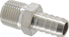 Ham-Let - 1/2" Grade 316 Stainless Steel Pipe Hose Connector - Barb x MNPT End Connections, 7,200 psi - Exact Tooling