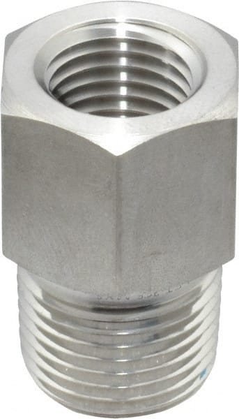 Ham-Let - 3/8 x 1/4" Grade 316 Stainless Steel Pipe Hex Bushing - MNPT x FNPT End Connections, 6,200 psi - Exact Tooling