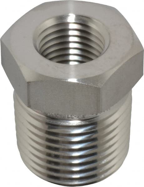Ham-Let - 1/2 x 1/4" Grade 316 Stainless Steel Pipe Hex Bushing - MNPT x FNPT End Connections, 6,200 psi - Exact Tooling