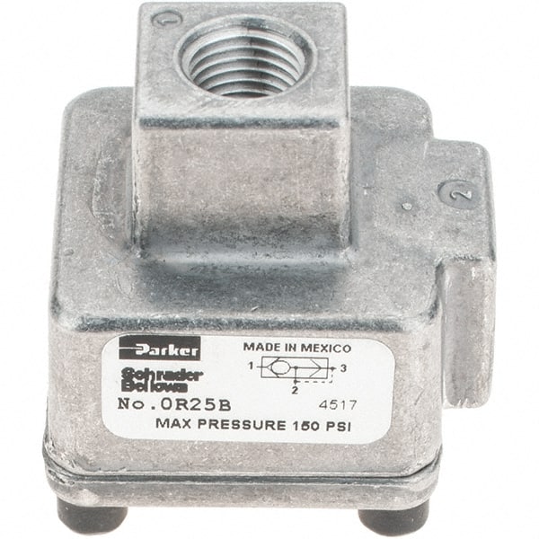 Parker - Quick-Exhaust Valves; Inlet Port Size: 1/4 ; Exhaust Port Size: 1/4 ; Material: Die Cast Aluminum ; Type: Rapid Exhaust Shuttle Valve - Exact Tooling