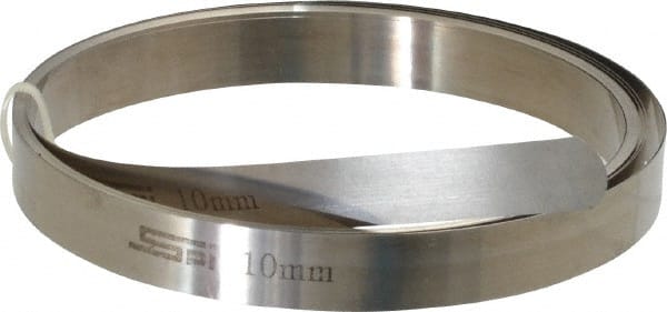 SPI - 0.1mm Thick x 10 Ft. Long x 1/2 Inch Wide, Feeler Stock Roll - High Carbon Steel - Exact Tooling