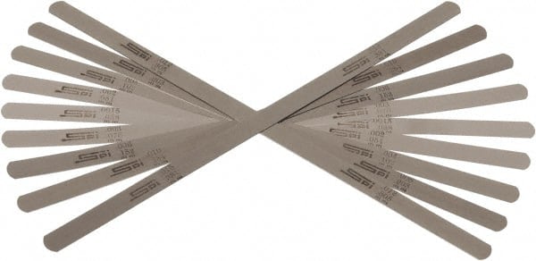 SPI - 108 Piece, 0.0015 to 0.015", Parallel Feeler Gage Set - 12" Long x 1/2" Wide, Tempered Steel - Exact Tooling