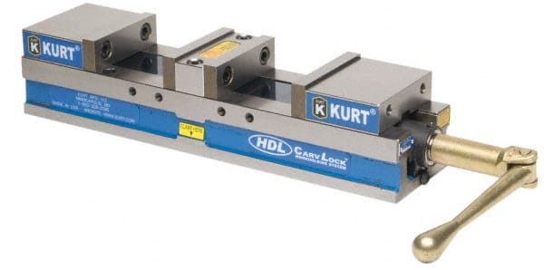 Kurt - 4" Jaw Width, 2-63/64" Jaw Opening Capacity, Horizontal Stationary Machine Vise - Manual Operation, 5,870 Lb Capacity, 1 Station, 17.7" Long x 3.775" High x 1-13/32" Deep, 35.56mm Jaw Height - Exact Tooling