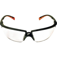 3M - Clear Lenses, Framed Safety Glasses - Anti-Fog, Scratch Resistant, Black/Orange Plastic Frame, Size Universal, Wrap Around - Exact Tooling