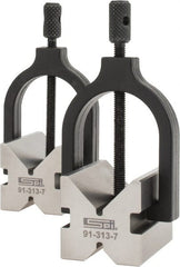 SPI - 1/2 to 1-3/32" Capacity, 90° Angle, Hardened Steel V-Block - 2" Long x 1-1/2" Wide x 1-1/2" High, Sold as 2 Block Set - Exact Tooling