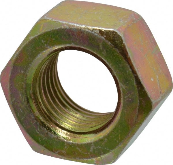 Value Collection - 7/16-20 UNF Steel Right Hand Hex Nut - 11/16" Across Flats, 3/8" High, Zinc Yellow Dichromate Finish - Exact Tooling