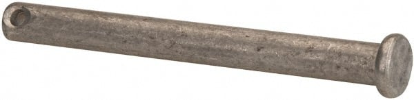 Made in USA - 1/4" Pin Diam, 2-1/2" OAL, Standard Clevis Pin - 3/32" Hole, 2-13/32" Usable Length, Uncoated Stainless Steel - Exact Tooling