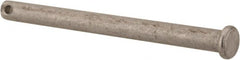 Made in USA - 1/4" Pin Diam, 3" OAL, Standard Clevis Pin - 3/32" Hole, 2-29/32" Usable Length, Uncoated Stainless Steel - Exact Tooling