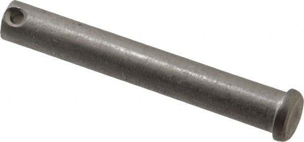 Made in USA - 1/2" Pin Diam, 3-1/2" OAL, Standard Clevis Pin - 5/32" Hole, 3-11/32" Usable Length, Uncoated Stainless Steel - Exact Tooling