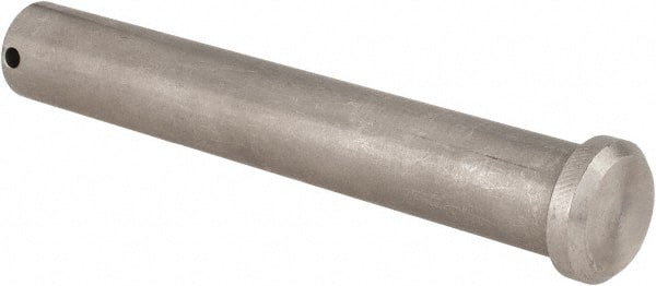 Made in USA - 3/4" Pin Diam, 5" OAL, Standard Clevis Pin - 5/32" Hole, 4-27/32" Usable Length, Uncoated Stainless Steel - Exact Tooling