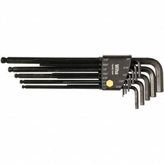 Wiha - 13 Piece, L-Key Long Arm Ball End Hex Key Set - 0.05 to 3/8" Range, Chrome Vanadium Molybdenum - Exact Tooling