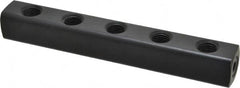 Coilhose Pneumatics - 1/4" Inlet, 1/4" Outlet Manifold - 6-1/4" Long x 0.81" Wide x 0.81" High, 1 Inlet Port, 5 Outlet Ports - Exact Tooling