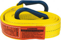 Lift-All - 8' Long x 2" Wide, 6,400 Lb Vertical Capacity, 2 Ply, Polyester Web Sling - 5,000 Lb Choker Capacity, Yellow - Exact Tooling
