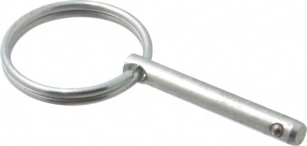 Gibraltar - 3/16" Pin Diam, 1-3/16" Long, Zinc Plated Steel Ball Lock Hitch Pin - 1" Usable Length - Exact Tooling