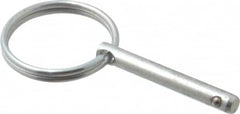 Gibraltar - 3/16" Pin Diam, 1-3/16" Long, Zinc Plated Steel Ball Lock Hitch Pin - 1" Usable Length - Exact Tooling