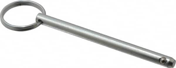 Gibraltar - 1/4" Pin Diam, 3-1/4" Long, Zinc Plated Steel Ball Lock Hitch Pin - 3" Usable Length - Exact Tooling