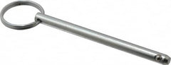 Gibraltar - 1/4" Pin Diam, 3-1/4" Long, Zinc Plated Steel Ball Lock Hitch Pin - 3" Usable Length - Exact Tooling