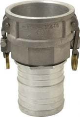 EVER-TITE Coupling Products - 4" Aluminum Cam & Groove Suction & Discharge Hose Female Coupler Hose Shank - Part C, 100 Max psi - Exact Tooling