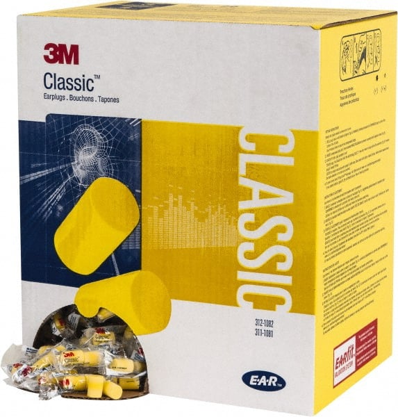 3M - Disposable, Uncorded, 29 dB, Barrel Earplugs - Yellow, 1000 Pairs - Exact Tooling
