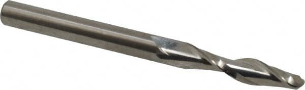 Onsrud - 1/4" Cutting Diam x 1-1/8" Length of Cut, 2 Flute, Upcut Spiral Router Bit - Uncoated, Right Hand Cut, Solid Carbide, 3" OAL x 1/4" Shank Diam, Ball End Taper, 30° Helix Angle - Exact Tooling