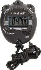 Value Collection - Water Resistant Digital Stopwatch - 3V Lithium Battery, Back Lit, Black - Exact Tooling