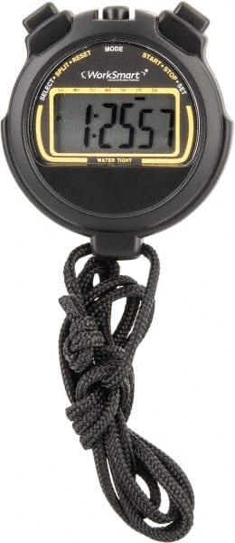 Value Collection - Water Resistant Digital Stopwatch with Lap Counter - 1.5V, Back Lit, Black - Exact Tooling